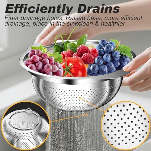 Colander, Stainless Steel Colander for Kitchen, 3Pcs Kitchen Gadget