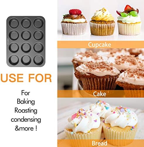 CHEFMADE 12 Cups Muffin Pan Set, 2 Packs Bakeware Non-Stick Cupcake