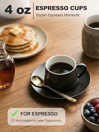 YHOSSEUN Espresso Cups Set of 6, 4 OZ Expresso Shots Cup with Stand