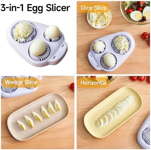 Ceruaxb 3-In-1 Egg Slicer for Hard Boiled Eggs - Stainless Steel
