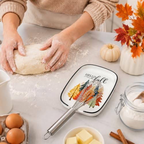 AnyDesign 5.9 Inch Fall Ceramic Spoon Rest, Hello Fall Tree Forest