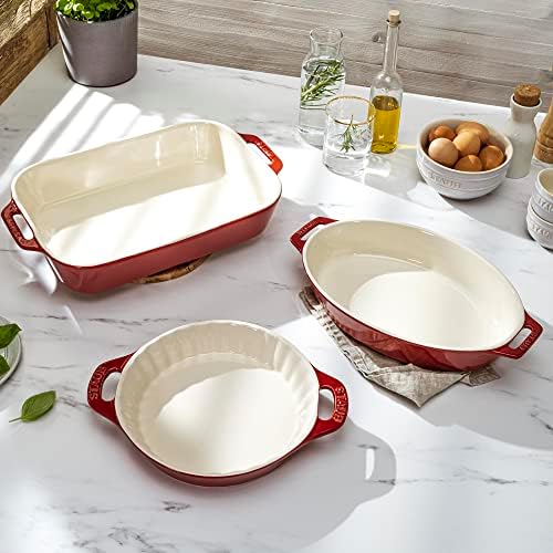 STAUB Ceramic Bakeware-Pie-Pans Dish, 9-inch, Cherry