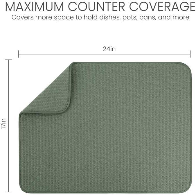 Bellemain XL Dish Mat 24" x 17" Microfiber Dish Drying Mat, Super absorbent - Image 2