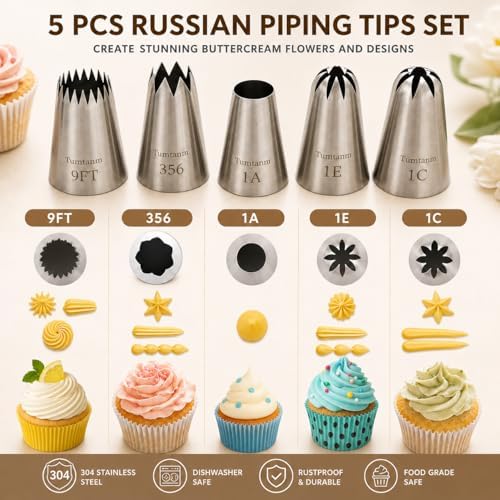 Piping tips large Cake Decorating tools, 5 pack Cake piping Nozzles