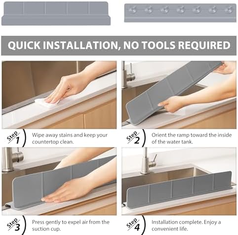 Silicone Sink Splash Guard for Kitchen, Dark Grey, 23''x3.5''