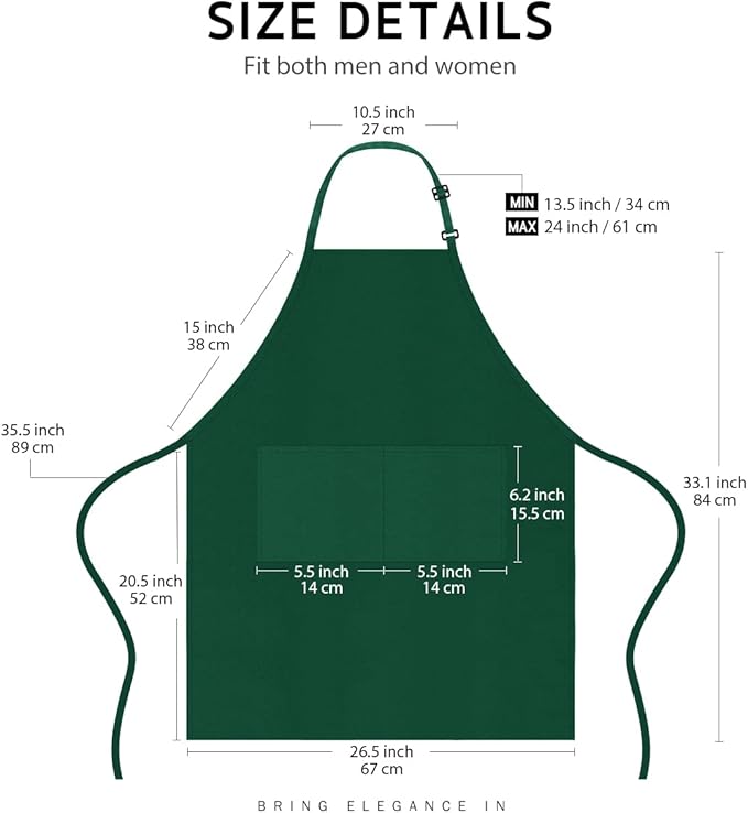 Syntus Apron for Men Women, Adjustable Cooking Kitchen Chef Aprons - Image 2