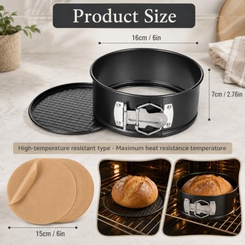 4 Pcs 6 Inch Non Stick Springform Pan with Baking Papers
