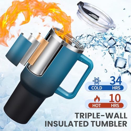 40 oz Tumbler With Handle Travel Coffee Mug Stainless Steel Cup with
