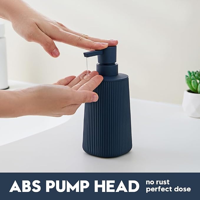 Small Soap Dispenser for Bathroom and Kitchen, Modern Farmhouse Striped Style - Image 3
