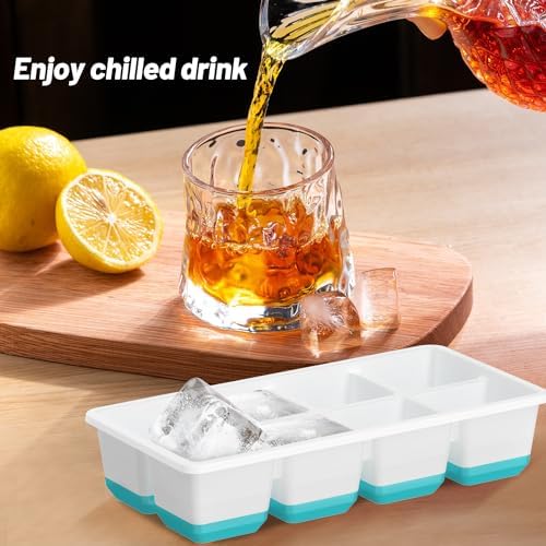VEHHE Ice Cube Tray, 2 Pack Reusable Large Ice Cube Molds with Lid