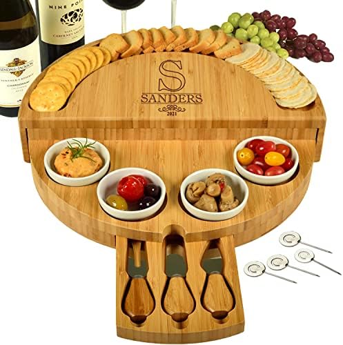 Picnic at Ascot Deluxe Custom Engraved Bamboo Cheese/Charcuterie Board
