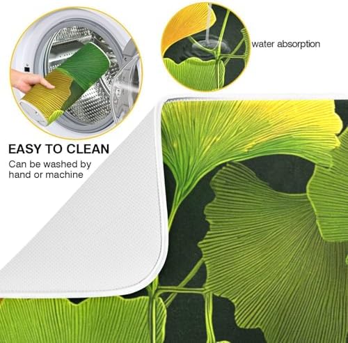OTVEE Golden Leaf Art Dish Drying Mat for Kitchen Counter Absorbent
