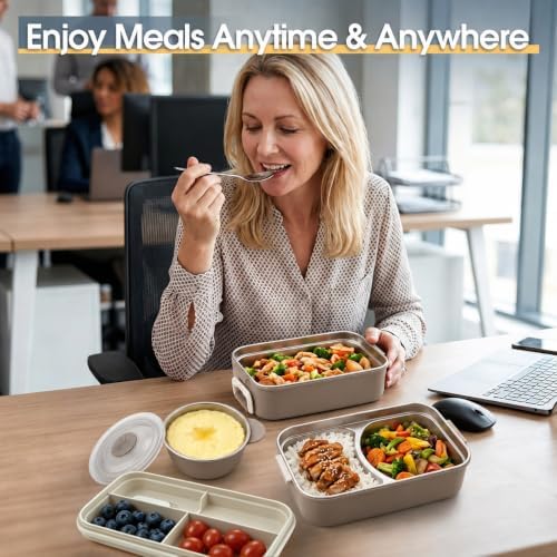 Kabbas 18/8 Stainless Steel Bento Box for Kids & Women – 66 Oz
