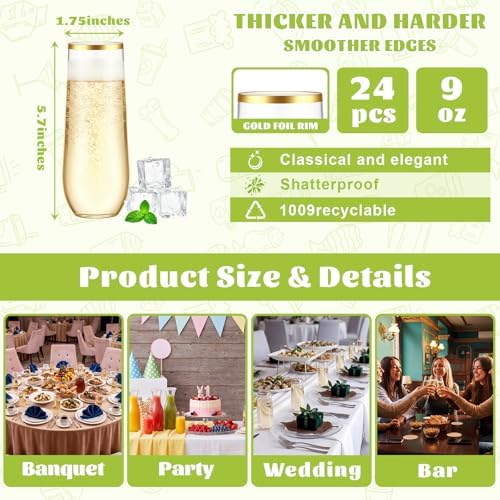 27 Pack Mimosa Bar Supplies Set, 3 Glass Carafe and 24 Champagne