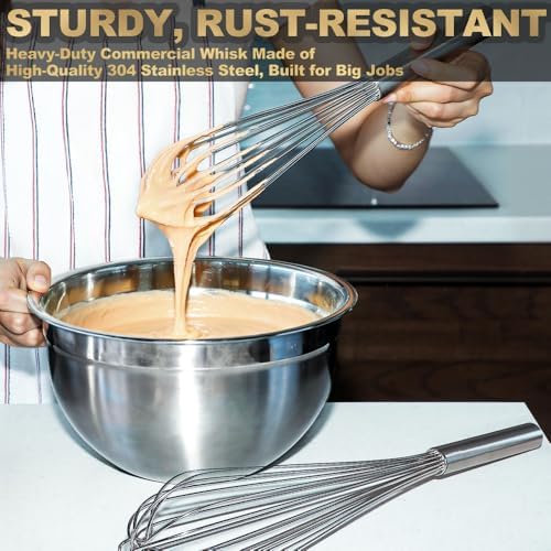 Webake 17 Inch & 14 Inch Commercial Whisk Set of 2, 304 Stainless