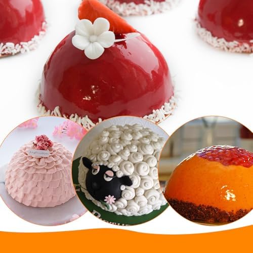 2Pcs 8inch Dome Cake Pan, Aluminum Nonstick Hemisphere Pan, Round Cake