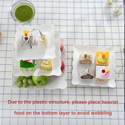 Tosnail 3 Pack 3 Tiers White Plastic Cupcake Stand Dessert Stand