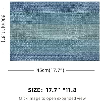 Blue Placemats Set of 4, Vinyl Woven Place Mats for Dining Table