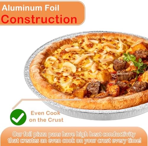 50 Pack Disposable Round Foil Pizza Pans Aluminum Pizza Pans for