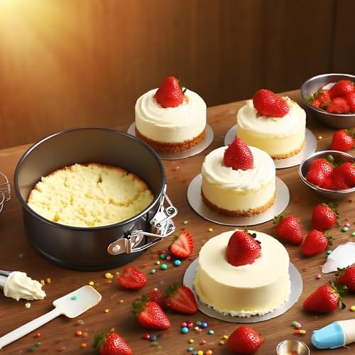 4 Pcs Mini Springform Cake Pans, 4.3 in / 11 cm Round Nonstick Cake
