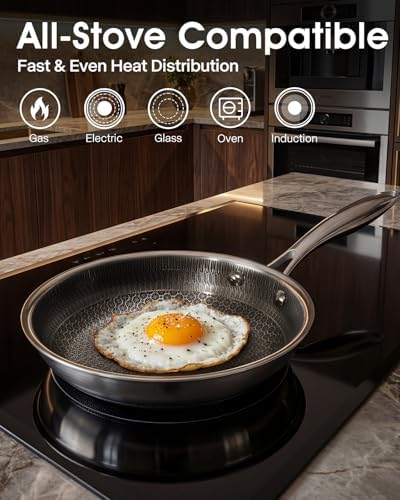 USELUCK 8-Inch Frying Pan. Hybrid Non stick Frying Pans with Glass Lid