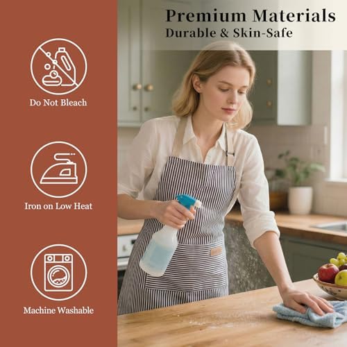 2 Pack Cooking Aprons Adjustable Bib Apron for Women with 2 Pockets