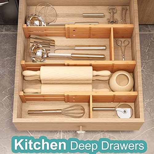 4.4" High Drawer Dividers with Inserts, Bamboo Drawer Dividers for