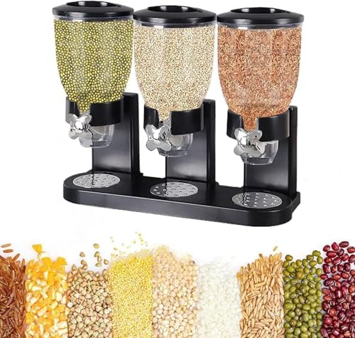 Generic Triple Food Dispenser Cereal Containers Storage Container Dispenser Countertop For Candy Nut Grain Granola Snack