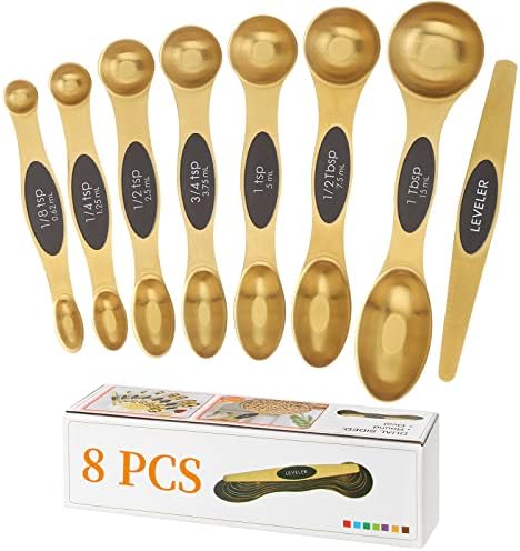 Magnetic Measuring Spoons Set, Stainless Steel, Dual Sided, Stackable