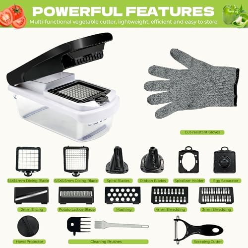 Veggie Chopper, Onion Dicer, Spiralizer & Storage Box
