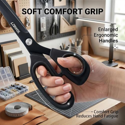 10 Inch Black Scissors All Purpose Heavy Duty, Fabric & Crafts