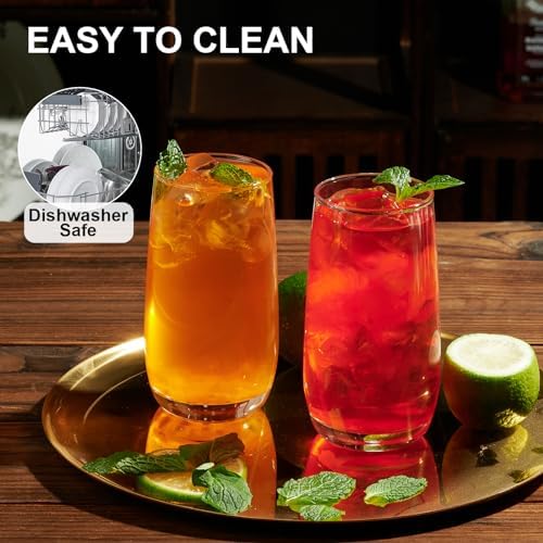 PARACITY Highball Glasses Set of 4, Drinking Glasses 12 Oz, Clear