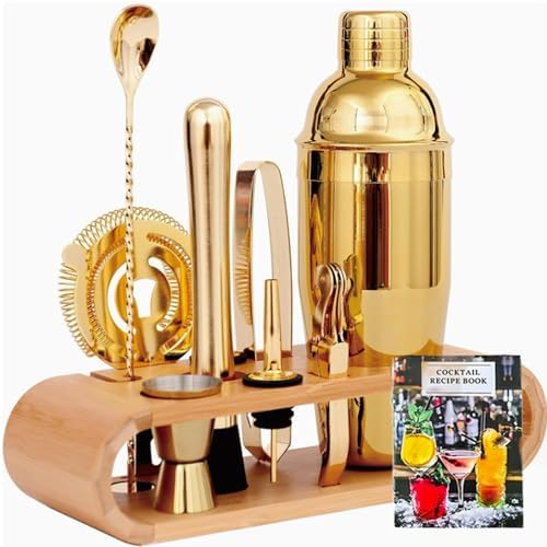 10-Piece Gold Cocktail Shaker Set,24oz Martini Shaker,Stainless Steel