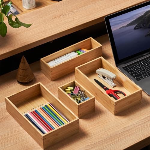 Umilife Bamboo Kitchen Drawer Organizer, Extra High Silverware Tray