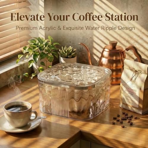 Acrylic Coffee Filter Holder with Push-Button Lid, Large Capacity
