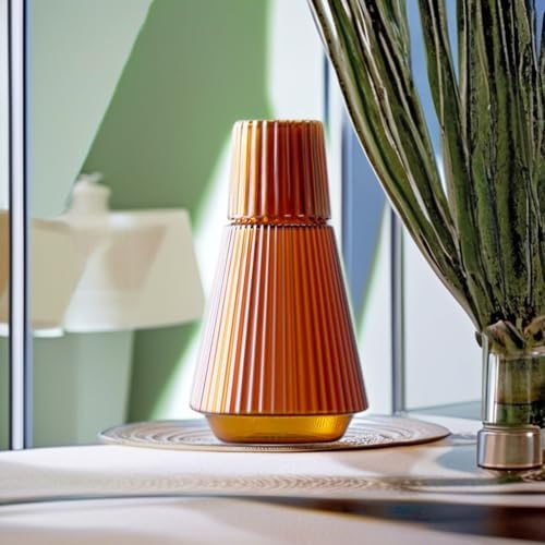 Sizikato 30 Oz Classic Striped Glass Bedside Night Water Carafe with