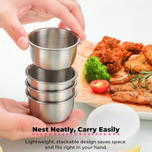1.4Oz Mini Stainless Steel Condiment Containers with Lids, Reusable