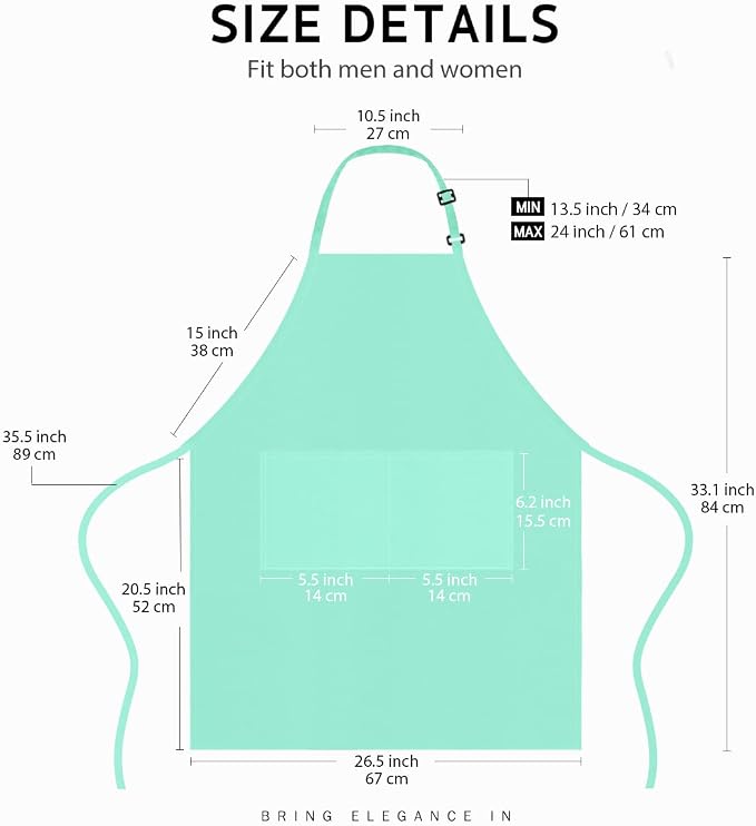 Syntus Apron for Men Women, Adjustable Cooking Kitchen Chef Aprons - Image 2