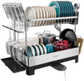 SUNLY 2-Tier Dish Drying Rack, 304 Stainless Steel, Black