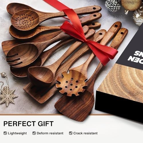 10-Piece Teak Wood Cooking Utensil Set