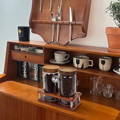 Glass Coffee Grounds Container with Shelf, 2 × 45 oz Glass Coffee