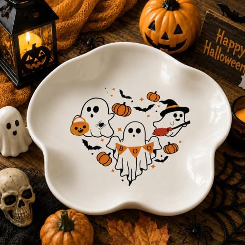 Ceramic Spoon Rest for Stove Countertop 5.3 Inch, Cute Ghost