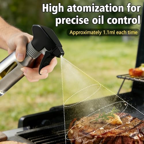 2-Pack Stainless Steel Oil Spray Bottles, 180ml Olive Oil Mister for