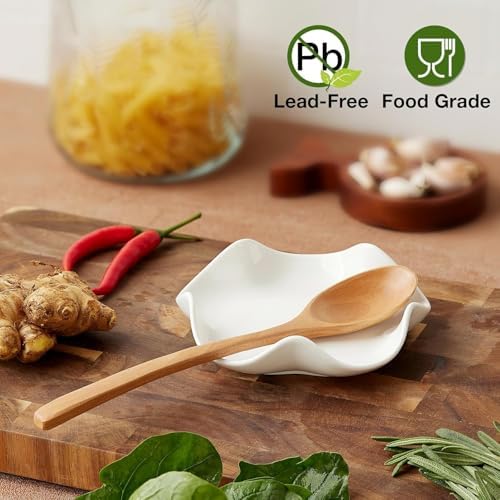 Qipecedm Ceramic Spoon Rest, 5.3in Black & White Pattern, Heat