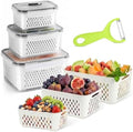 3 Pack BPA-Free Plastic Fruit Containers for Fridge