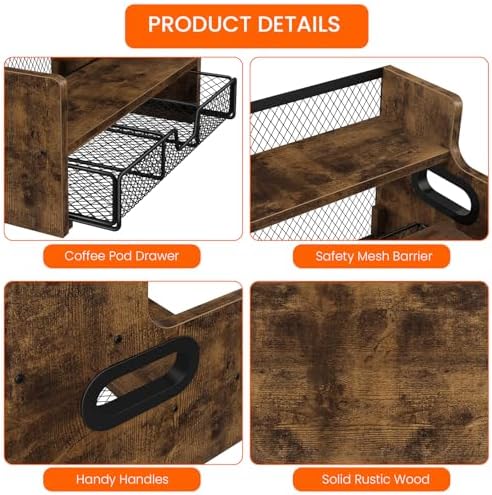 Homode Coffee Syrup Rack Organizer, 3-Tier 8-Bottle Holder