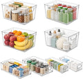 8 Pack Clear Plastic Storage Bins, 3 Sizes: 4L+2M+2S