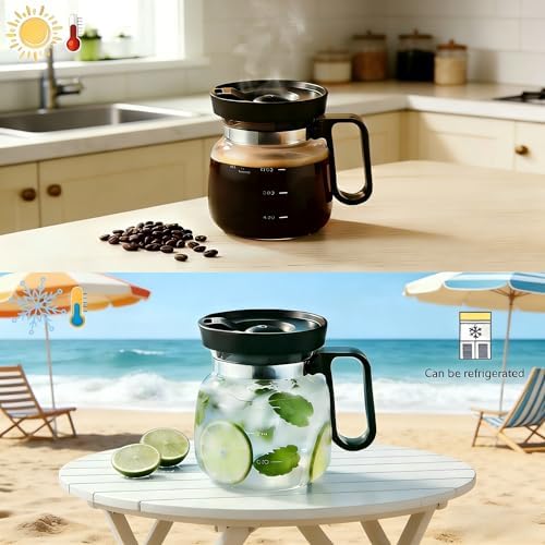 16 Oz Glass Coffee Pot Mug, Heat Resistant Clear Cup with Handle &
