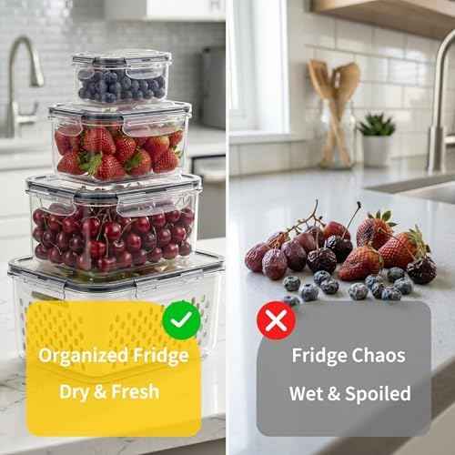 Berry Keeper Fruit Storage Containers for Fridge with Colander