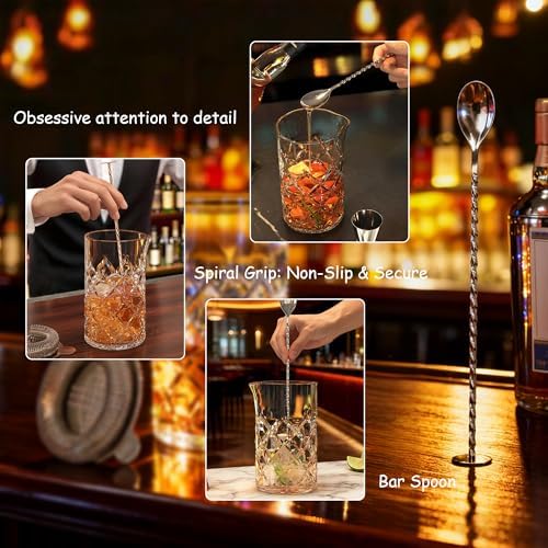 24 Oz Cocktail Mixing Glass Set - Thick Bottom Crystal Clear Bar Tools